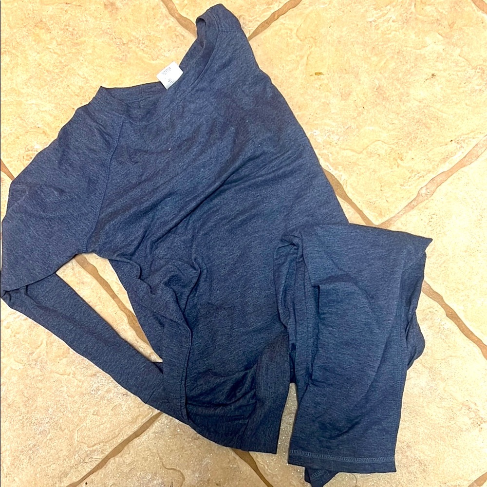 Heathered Navy Long Sleeve Top